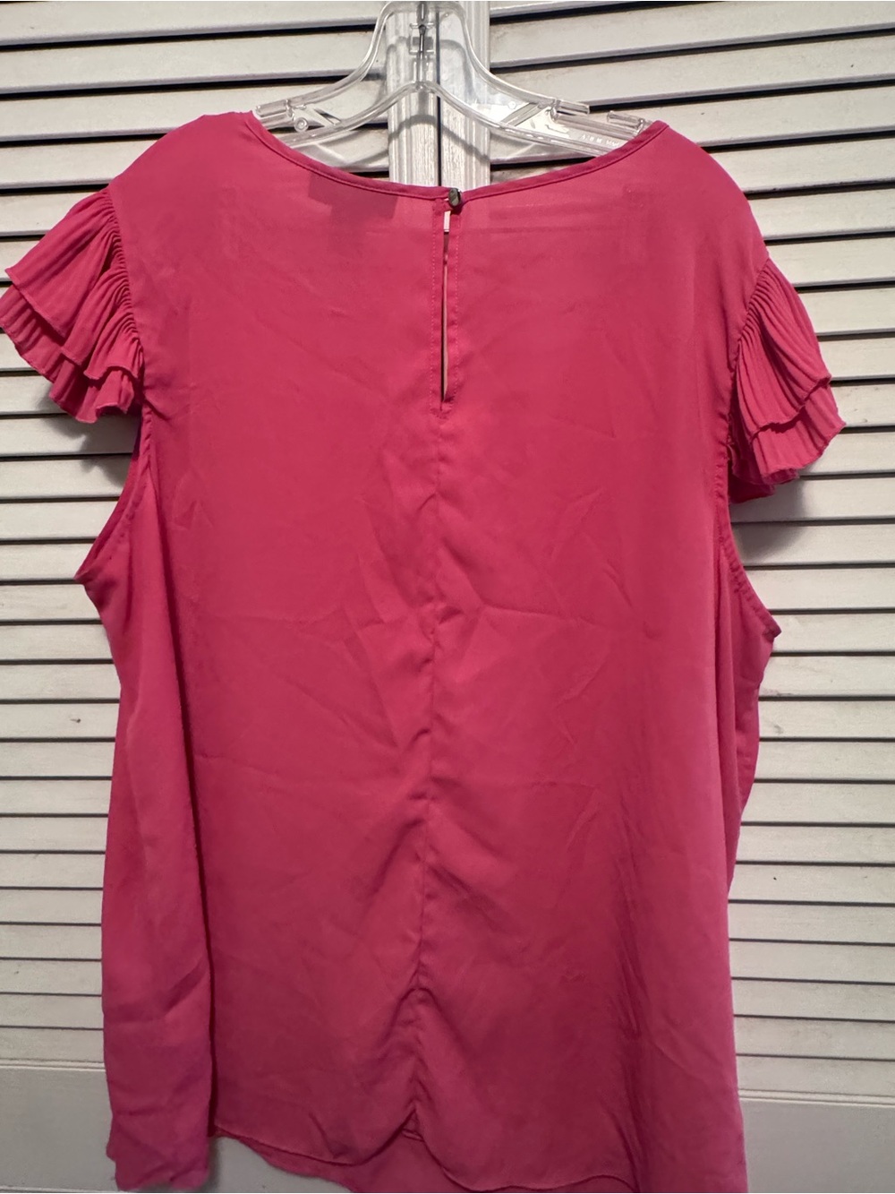 Ashley Stewart Pink Pleated Ruffle Sleeve Blouse Plus Size 22/24W - Picture 4 of 5